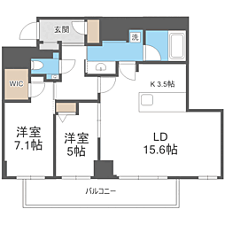 ウェルブライト博多ステーション 2LDKの間取図画像