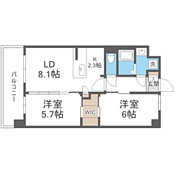 R-RESIDENCE博多駅南afford 2LDKの間取図画像