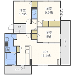 D-room小田部弐番館 3LDKの間取図画像
