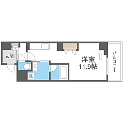 Kyokuyouモダンベース天神 ワンルームの間取図画像