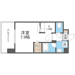 エンクレスト博多プレミア 1Kの間取図画像