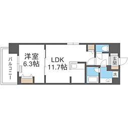 ウィスタリアレジデンス博多 1LDKの間取図画像