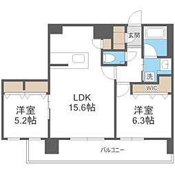 エンクレスト博多PARKSIDE 2LDKの間取図画像