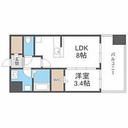 トラストレジデンス博多駅南 1LDKの間取図画像