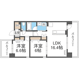 福岡市中央区今泉2丁目マンション 2LDKの間取図画像