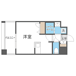 エンクレスト天神PORT ワンルームの間取図画像