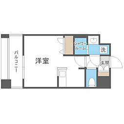 エンクレスト天神PORT ワンルームの間取図画像