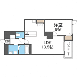 S-FORT警固タワー 1LDKの間取図画像