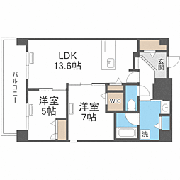グランデール博多 2LDKの間取図画像