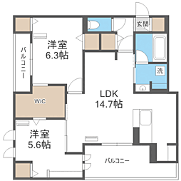 GrandValley博多 2LDKの間取図画像