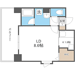 アクタス薬院3 1Kの間取図画像