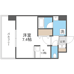 エンクレスト博多Rey 1Kの間取図画像