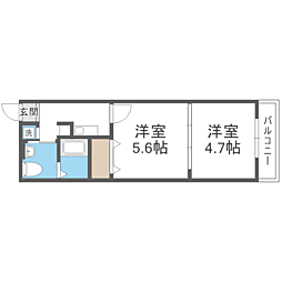 カーサソーレ3 2Kの間取図画像