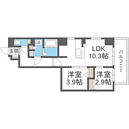 MODERN PALAZZO博多Bay 2LDKの間取図画像