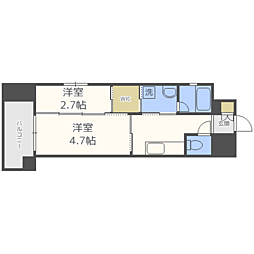 サンヒルズ大橋駅前 1DKの間取図画像