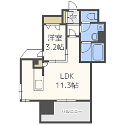 ビエネスタ千代県庁口 1LDKの間取図画像