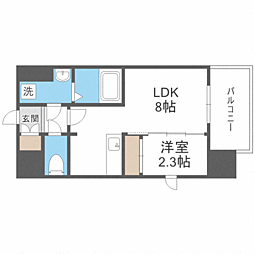アスシード大手門 1LDKの間取図画像