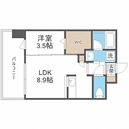 エンクレスト博多プレミア 1LDKの間取図画像