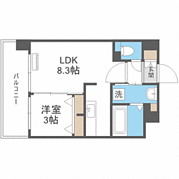エフ・パルク高宮 1LDKの間取図画像