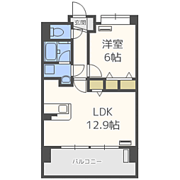 キルンズ博多駅南 1LDKの間取図画像