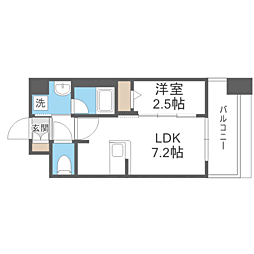 エンクレスト博多スタイル 1DKの間取図画像