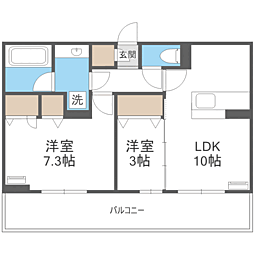 トリシア野多目II II 2LDKの間取図画像