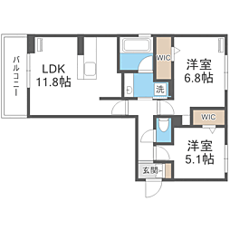 トリシア野多目II II 2LDKの間取図画像