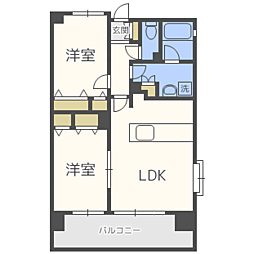 エコルクス赤坂2 2LDKの間取図画像