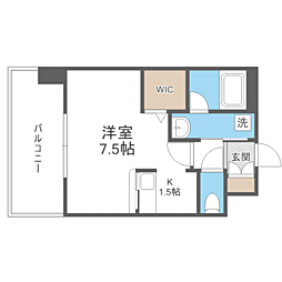 エンクレスト博多Rey 1Kの間取図画像