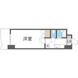 ロイヤル日赤通80 1Kの間取図画像