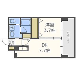コンダクト福岡東 1DKの間取図画像