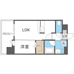 エンクレストベイ天神東2 1LDKの間取図画像