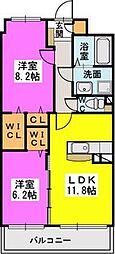 アンソレイユ 2LDKの間取図画像