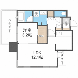 エンクレスト博多プレミア 1LDKの間取図画像