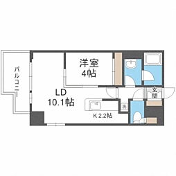 ラクレイス西新 1LDKの間取図画像