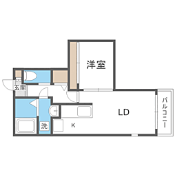 バーンメアオシカリオン 1LDKの間取図画像