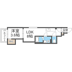 クレシア周船寺2 1LDKの間取図画像