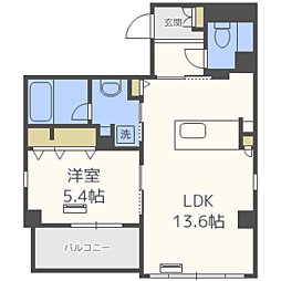 フィオーレ大濠公園 1LDKの間取図画像