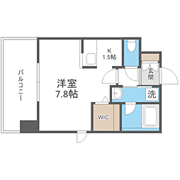エンクレスト博多Rey 1Kの間取図画像