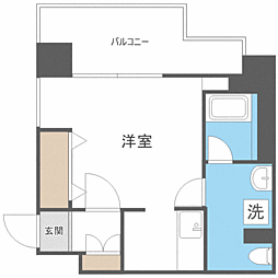 警固クレスタリア ワンルームの間取図画像