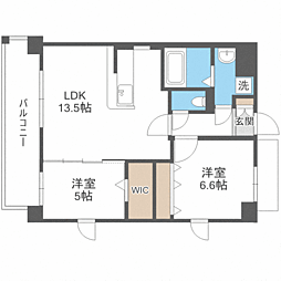 レフィナード博多 2LDKの間取図画像