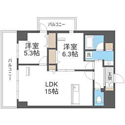 LexusGarden箱崎タワーズWEST 2LDKの間取図画像