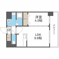 S-RESIDENCENakagofuku 1LDKの間取図画像