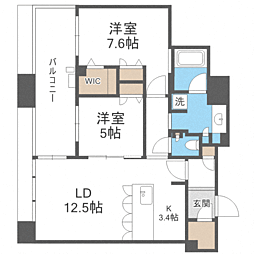 アイランドシティオーシャン&フォレストタワーレジデンスウエスト棟 2LDKの間取図画像