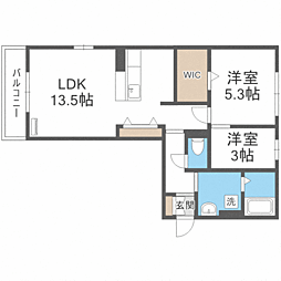 D-room平尾山荘通り 2LDKの間取図画像