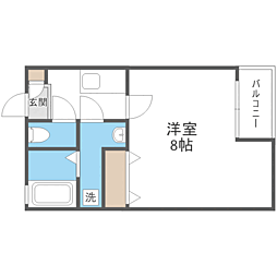 クレフラスト空港北B棟 1Kの間取図画像