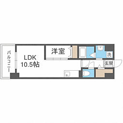 ライフフィールド銀天町 1LDKの間取図画像