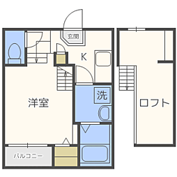 Reussir七隈七丁目 1Kの間取図画像