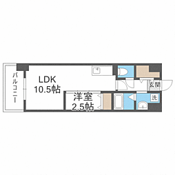 ライフフィールド銀天町 1LDKの間取図画像