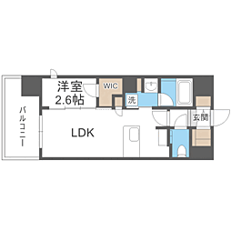ミスモ天神 1LDKの間取図画像